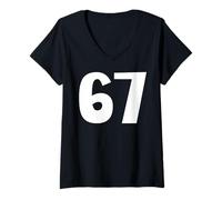 Womens 67 Number Sixty-Seven Funny Meme Six Seven Matching V-Neck T-Shirt