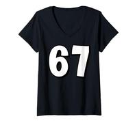 Womens 67 Number Sixty-Seven Funny Meme Six Seven Teen Matching V-Neck T-Shirt