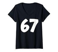 Womens 67 Number Sixty-Seven Funny Six Seven Meme Teen Matching V-Neck T-Shirt