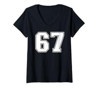 Womens 67 Number Sixty-Seven Team Sports Graphic Varsity Matching V-Neck T-Shirt