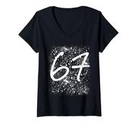 Womens 67 Sixty Seven Version 9 Funny Meme Brainrot Gen Z Gen Alpha V-Neck T-Shirt