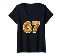 Womens 67 Tacos Number Celebration V-Neck T-Shirt