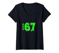 Womens 67 Trending Meme Funny Six Seven Slang Kids Silly Sayings V-Neck T-Shirt