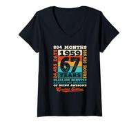 Womens 67th Birthday 67 Years 804 Months of Being Awesome Born 1959 V-Neck T-Shirt