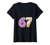Womens 67th Birthday Donut Sprinkles Fun V-Neck T-Shirt