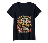 Women's 67th Birthday Queen Chapter 67 Fabulous Since 1959 Women V-Neck T-Shirt