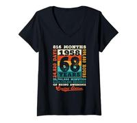 Womens 68th Birthday 68 Years 816 Months of Being Awesome Born 1958 V-Neck T-Shirt