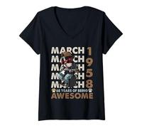 Women's 68th Birthday Dog Lover March 1958 Vintage 68 Years Old V-Neck T-Shirt