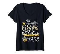 Women's 68th Birthday Queen Chapter 68 Fabulous Since 1958 Women V-Neck T-Shirt
