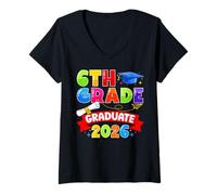 Women's 6th Grade Graduate 2026 Elementary Graduation Class of 2026 V-Neck T-Shirt
