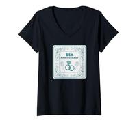 Womens 6th Wedding anniversary Married for SIX years V-Neck T-Shirt