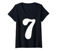 Womens 7 Number Six Seven Funny Meme Slang Teen Kids Matching V-Neck T-Shirt