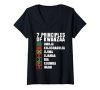 Womens 7 Principles of Kwanzaa African Heritage Celebration Holiday V-Neck T-Shirt