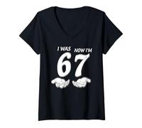 Womens 7 Year Old Birthday Shirt was 6 Now I'm 7 67 Funny for Kids V-Neck T-Shirt