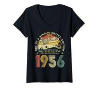 Womens 70 Year Old Vintage January 1956 70th Birthday Men Women Dad V-Neck T-Shirt
