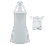 Women's 70s Disco Costume Vanessa Kensington Cosplay Silver Metallic Dress Austin Fembot Halloween Party Costumes