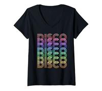 Womens 70's Disco Party Pattern - Retro Seventies Halloween Costume V-Neck T-Shirt