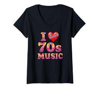 Womens 70s Music I Love The Seventies 70's Music Lovers TIE DYE V-Neck T-Shirt
