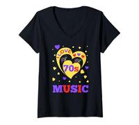 Womens 70s MUSIC I LOVE THE SEVENTIES 70's V-Neck T-Shirt