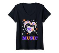 Womens 70s MUSIC I LOVE THE SEVENTIES 70's V-Neck T-Shirt