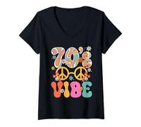 Womens 70's Vibe Vintage Nostalgia Mixtape Era 1970s Party Groovy V-Neck T-Shirt