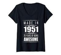 Womens 70th Birthday Gifts Men Women 70 Year Old 70th Birthday V-Neck T-Shirt