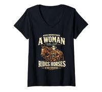 Women's 70th Birthday Horse Lover Never Underestimate A Woman V-Neck T-Shirt