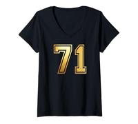 Women's 71 Number Seventy-One Team Sports Graphic Varsity Matching V-Neck T-Shirt