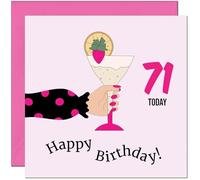 Women's 71st Birthday Card - Polka Dot Lady Adults Pink Girly Birthday Card for 71 Year old Woman Nan Grandma Mum Aunt Ladies Nan Friend Sister Seventy One Seventy First Nanny