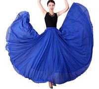 Womens 720-degree Double-Layer Big Swing Maxi Skirt Full Circle Skirt Chiffon Beach Skirt Long Ballet Skirt Ballroom Dance Tribal Dance Belly Dance Flamenco Festival Performance Practice Skirt E L