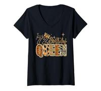 Women's 72nd Birthday Queen Leopard Crown, 72 Years Old Women Girls V-Neck T-Shirt