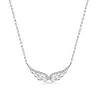 Women's 750 White Gold Angel Wing Necklace Lab-Grown Diamond Pendant, 45cm