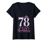Womens 78 It's My Birthday 78 Years Old 78th Birthday Girl Lady V-Neck T-Shirt
