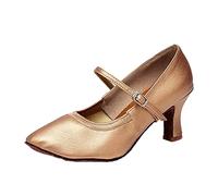 Women's 7cm Heel High Modern Dance Shoes for Ballroom Dancing Square Dance National Standard Dances Indoor, brown, 5 UK