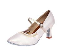 Women's 7cm Heel High Modern Dance Shoes for Ballroom Dancing Square Dance National Standard Dances Indoor, White, 8.5 UK