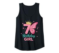 Womens 7th Birthday Girl Fairy Princess Crown Butterfly Tank Top