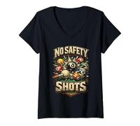 Women's 8-Ball Billiards No Safety Shots V-Neck T-Shirt
