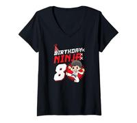 Women's 8 Year Old Birthday Ninja Martial Art and Karate Theme V-Neck T-Shirt