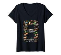 Women's 8 Years Old 8th Birthday Lizards Reptiles Figures Number V-Neck T-Shirt