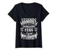 Womens 80 Years Old Legend Since January 1945 80th Birthday Men Dad V-Neck T-Shirt
