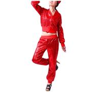Women's 80s 90s Costume with Sequins - Costume Carnival Large Size Jacket and Trousers Halloween Adult Evening Party Disco Casual Trendy Shiny Sequins Set