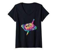 Womens 80s 90s Retro Cassette Tape 1980s 1990s Music Party Outfit V-Neck T-Shirt