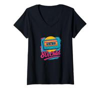 Womens 80s Child Cassette Tape Retro Throwback Vibes V-Neck T-Shirt