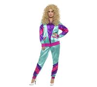 Womens 80s Fashion Shell Suit Sportswear Icon Disco Fancy Dress Party Costume