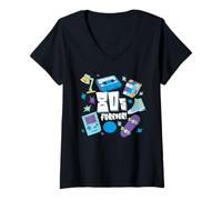 Women's 80s Forever, Retro Back to The 1980's Nostalgia V-Neck T-Shirt