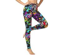 Women's 80s Leggings Neon Artistic Splash Printed Buttery Soft Stretchy Pants