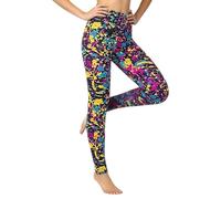 Women's 80s Leggings Neon Artistic Splash Printed Buttery Soft Stretchy Pants