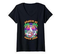 Women's 80s Style Goose Tiki Bar Pun Funny Hawaii Lover V-Neck T-Shirt