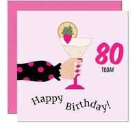 Women's 80th Birthday Card - Polka Dot Lady Adults Pink Girly Birthday Card for 80 Year old Woman Ladies Grandma Nan Mum Aunt Friend Sister Eighty Eightieth Nanny