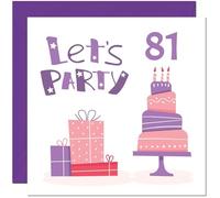 Women's 81st Birthday Card - Lets Party Purple Any Age Numbers Birthday Card for 81 Year old Woman Ladies Grandma Mum Aunt Nan Friend Sister Eighty One, Eighty First Nanny